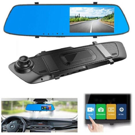 TRADE SHOP - Specchietto Retrovisore Touch Dvr 4.3" Full Hd Tf Camera Anteriore Posteriore -