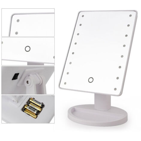 Trade Shop - SPECCHIO 16 LED ORIENTABLE 360 GRADI TOUCH SCREEN BAKE UP MIRROR -