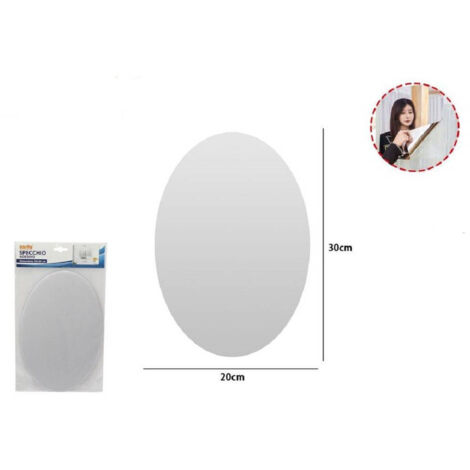 Trade Shop - Specchio Adesivo Forma Ovale Adesiva Murale Arredamento Casa 20 X 30 Cm -
