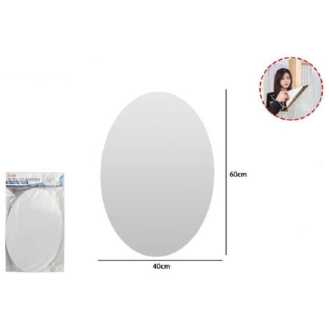 Trade Shop - SPECCHIO ADESIVO FORMA OVALE MURALE ARREDINGUNG CASA 40 X 60 CM -