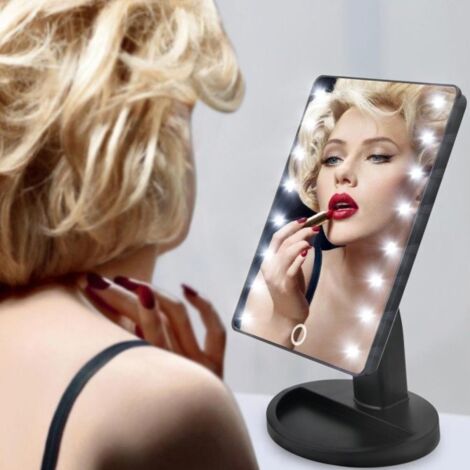Specchio da Tavolo con LED per Trucco Make-Up Kooper Nero