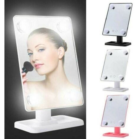 TRADE SHOP - Specchio Da Trucco Illuminato 4 Luci A Led Portatile Trucco Bellezza Da Tavolo -