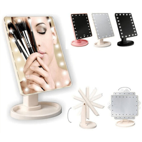 Trade Shop - Specchio Trucco Luci 16 Led Girevole 360° Gradi Make Large Mirror -