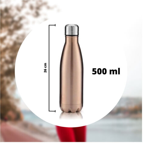 Trade Shop - Sportwasserflasche 500 ml Edelstahl Doppelwand für Sportschule -