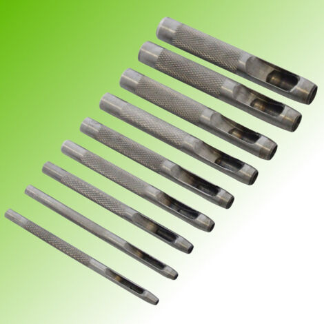 Trade Shop - STAHLMATRIZEN-SET 9 STÜCK FÜR LEDER, BLECH, STOFF, KUNSTSTOFF, HOLZ -