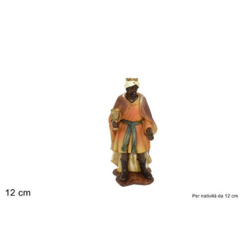 TRADE SHOP - Statuina Baldassarre 12cm Per Presepe In Resina Decoro Natale Natalizio Natività -