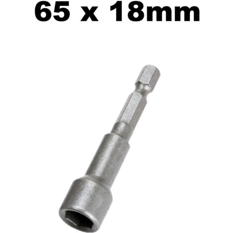 Trade-Shop Steckschlüssel / Stecknuss / Außensechskant-Aufsatz Bit magnetisch, 1/4 Zoll Nuss Aufnahme für Akkuschrauber - 65mm x 18mm