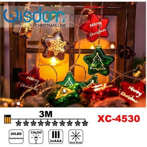 Trade Shop - Sternlichter, 20 LEDs, batteriebetrieben, feste, warme Lichtdekorationen, XC-4530 -