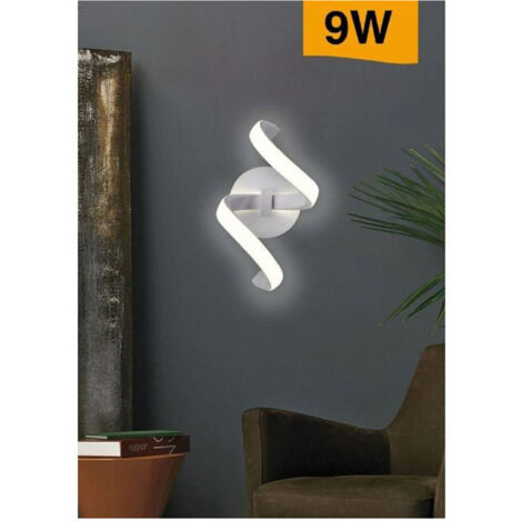 Trade Shop - STILISIERTE WANDLAMPE 9 W WEISSE SPIRALE DREI LICHTFARBEN E58-B3C -