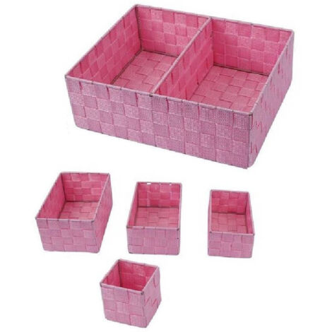 Trade Shop - STOFFBOXEN-SET FÜR GEGENSTÄNDE, BADEZIMMER-ORGANIZER, SCHRÄNKE, REGALE 79083 ROSA -