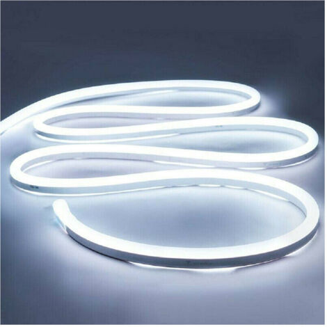 TRADE SHOP - Strip Led Neon Flessibile Striscia Decorativa 5 Mt Ip65 Vari Toni Di Luce U-12v - -Bianco Freddo -