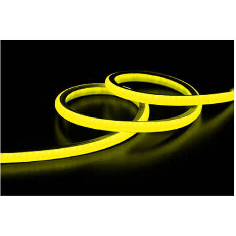 TRADE SHOP - Strip Led Neon Flessibile Striscia Decorativa 5 Mt Ip65 Vari Toni Di Luce U-12v - -Giallo      -