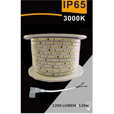 TRADE SHOP - Striscia Led 3535 220v 12w/mt 120led/mt 100 Mt 8mm Vari Colori Di Luce 3535-120d - -Bianco Caldo      -