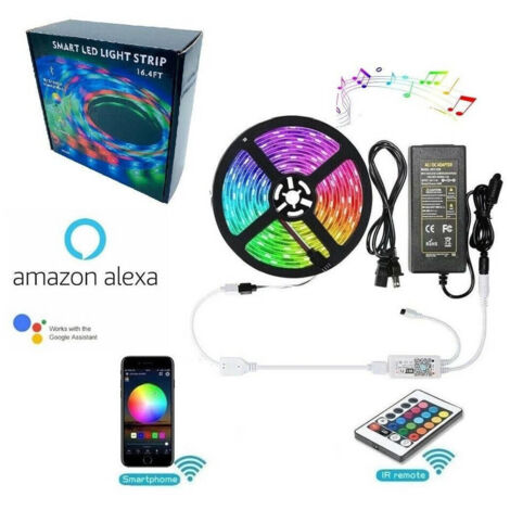 Trade Shop - Striscia Led Smart Con 300 Led De 5 Metri Rgbw Wifi Domotic Alexa Google -