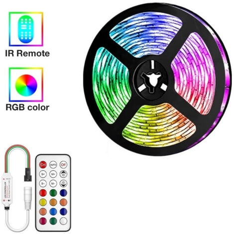 Trade Shop - STRISCIA LED SMD5050 IP20 12V 5 MT DIGITAL LIGHT RGB TELECOMANDO W5050R-12-60-IC -