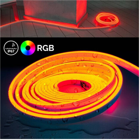 Trade Shop - Striscia Neon Flex Led Ip67 160w Rgb 24v Luce Multicolore Esterni Bobina 10metri -