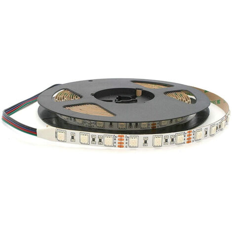 TRADE SHOP - Striscia Strip Led 5050 60led/mt Rgb 12v 7w/mt Bobina 5 Metri Ip20 5050-l-rgb -