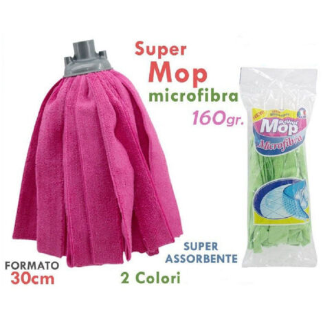 TRADE SHOP - Super Mop Mocio Panno Ricambio Microfibra Universale 160gr Super Assorbente 30cm -