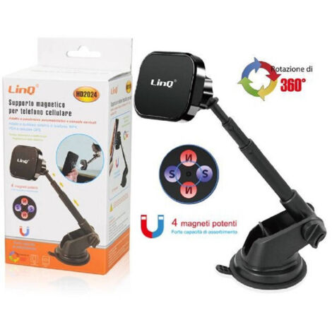 TRADE SHOP - Supporto Da Auto Universale Per Smartphone A Ventosa Magnetico Girevole Hd2024 -