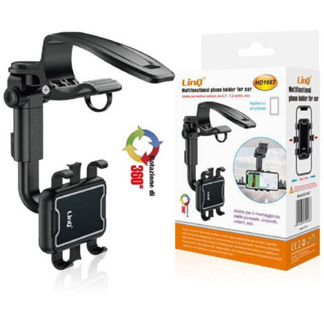 TRADE SHOP - Supporto Per Telefono Cellulare Multifunzionale Per Auto Rotazione Di 360° Hd1667 -