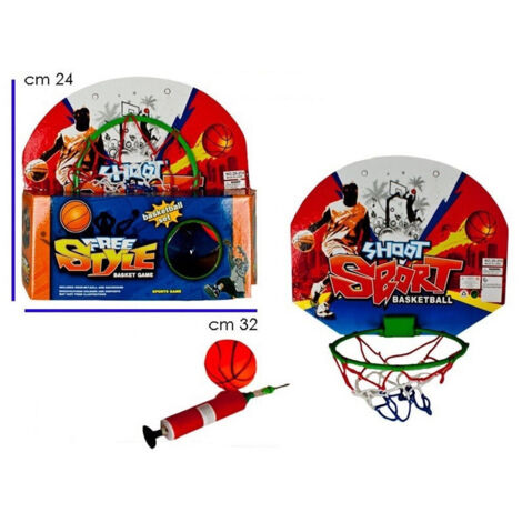 TRADE SHOP - Tabellone Basket Palla Pompa Canestro Da Interno Gioco Basket Casa Cameretta -