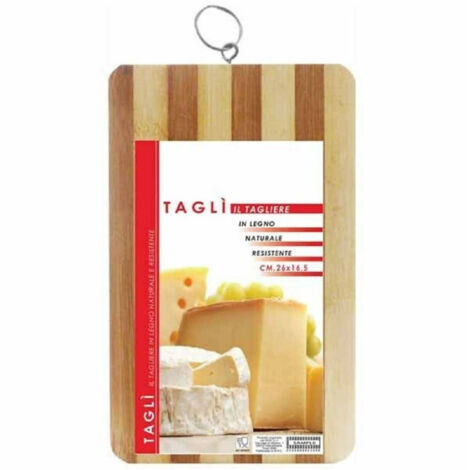 Trade Shop - Tabla De Cortar De Madera Natural Resistente A Los Alimentos Cocina Hogar 26x16,5 Cm -