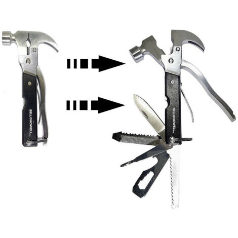 Trade Shop - Tac Tools Utensile Multifunzionale 18 In 1 Forma Di Martello Acciaio Inox -