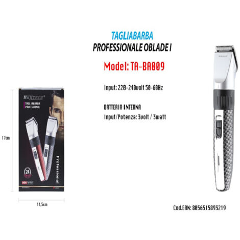 TRADE SHOP - Tagliabarba Rasoio Professionale Oblade I Maxtech Uomo New Version Ta-ba009 -