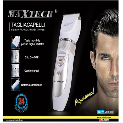 Trade Shop - TAGLIACAPELLI RASATURA BATTERIA RICARICABILE MAXTECH UOMO TA-CA003 -