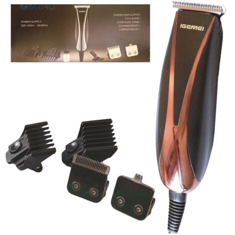 TRADE SHOP - Tagliacapelli Rasoio Elettrico Regola Barba Lama In Titanio 6 Accessori Gm840 -