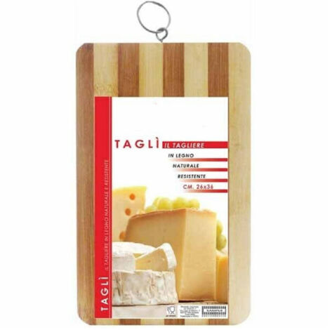 TRADE SHOP - Tagliere In Legno Naturale Resistente Per Alimenti Cucina Casa 26x36cm -