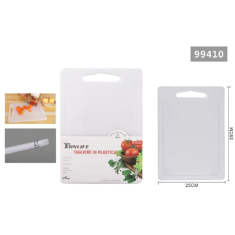 TRADE SHOP - Tagliere In Plastica Con Canale Scanalatura 35x25x0.8cm Per Verdure Frutta 99410 -