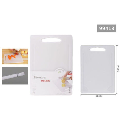 Trade Shop - Tagliere Plastica Con Canale Scanalatura 35x25x0.5cm Frutta Verdure Cucina 99413 -