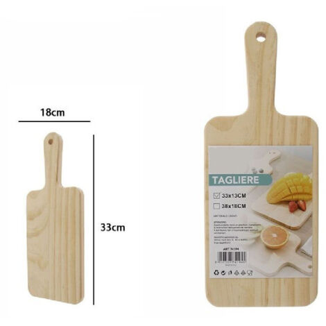 Trade Shop - Tagliere Rettengolare In Legno Affetta Pane Salumi Carne Con Manico 33x18cm 74194 -