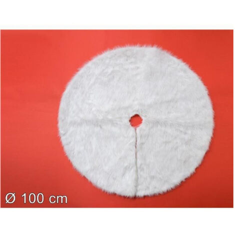 Trade Shop - TAPPEN GONNA COPERTURA BASE ALBERO NATALE 100CM PELLICCIA BIANCO SOTTOALBERO -