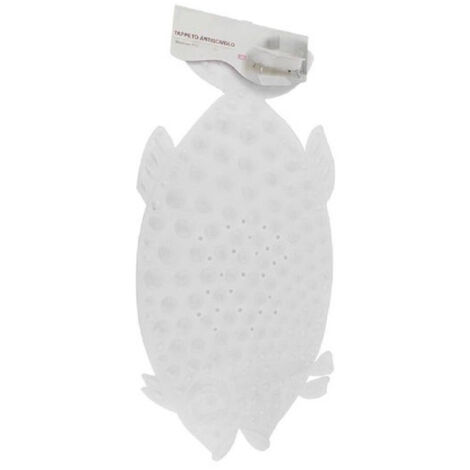 Trade Shop - TAPPETINO PVC PESCE BIANCO ANTISCIVOLO VASCA BAGNO DOCCIA 74X36 CM 59614 -