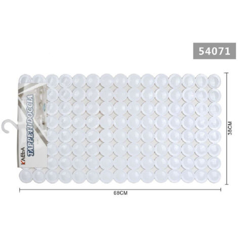 TRADE SHOP - Tappeto Antiscivolo Cerchi Bianco Vasca Doccia Rettangolare Bagno 38x68cm 54071 -