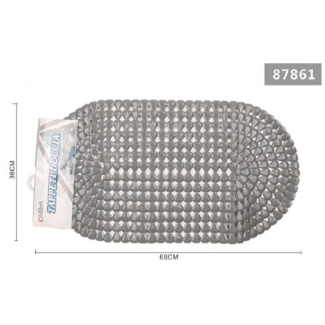 TRADE SHOP - Tappeto Antiscivolo Ovale Diamante Grigio Per Vasca Bagno Doccia 36 X 66cm 87861 -