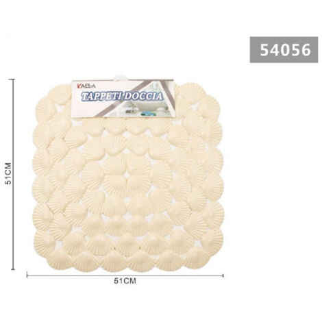 TRADE SHOP - Tappeto Antiscivolo Quadrato Conchiglie Beige Vasca Bagno Doccia 51x51 Cm 54056 -