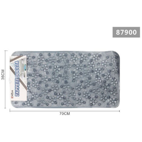 TRADE SHOP - Tappeto Antiscivolo Rettangolare Bagno Vasca Doccia Loto Grigio 36 X 70 Cm 87900 -