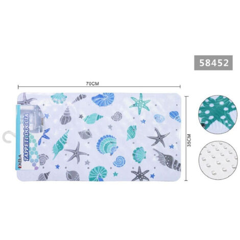 TRADE SHOP - Tappeto Antiscivolo Rettangolare Bagno Vasca Doccia Oggetti Marini 35x70cm 58452 -