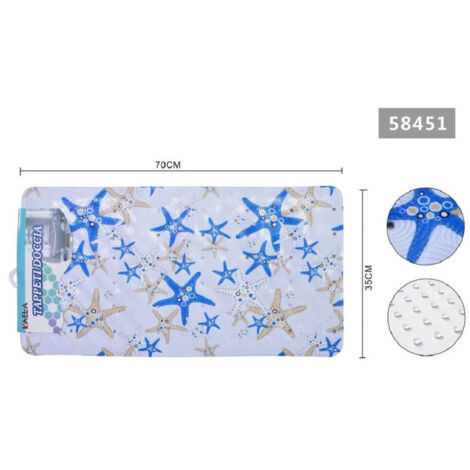 Trade Shop - Tappeto Antiscivolo Rettangolare Bagno Vasca Doccia Stelle Marine 35x70cm 58451 -