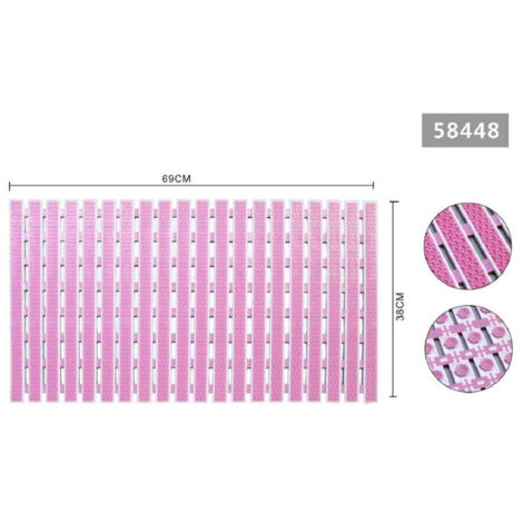 Trade Shop - Tappeto Doccia Antiscivolo 69x38cm Tappetino Vasca Bagno Rettangolare Rosa 58448 -