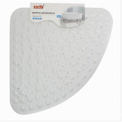 Trade Shop - Tappeto In Pvc Antiscivolo Triangolare Bianco Vasca Bagno Doccia 50 X 70cm 79732 -