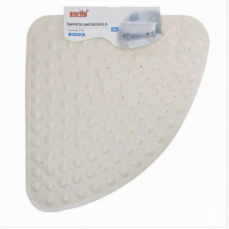 TRADE SHOP - Tappeto Pvc Antiscivolo Triangolare Beige Per Vasca Bagno Doccia 50x70 Cm 79735 -
