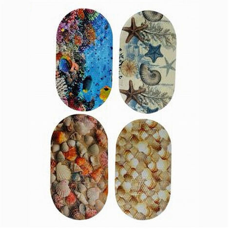 TRADE SHOP - Tappeto Tappetino Antiscivolo Arredo Bagno Tema Marino Conchiglie 38x69cm 59501 -