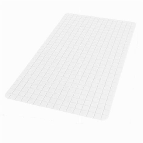 Trade Shop - Tappeto Tappetino Antiscivolo Bagno Arredo 69x39 Cm Bianco Con Quadratini 69816 -