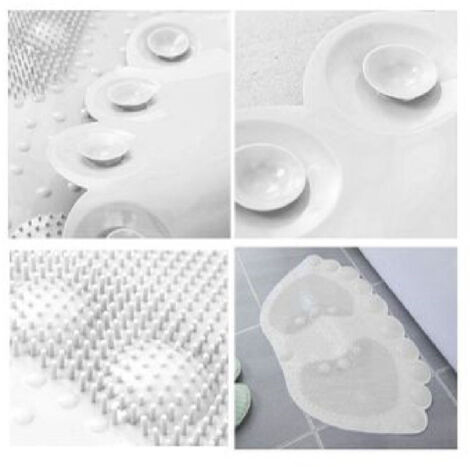 TRADE SHOP - Tappeto Tappetino Antiscivolo Impronte Vasca Bagno Doccia 55x35cm Bianco 87943 -