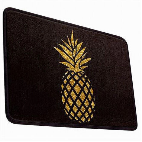 TRADE SHOP - Tappeto Tappetino Antiscivolo Tessuto Bagno Arredo 40x60cm Nero Con Ananas 69750 -