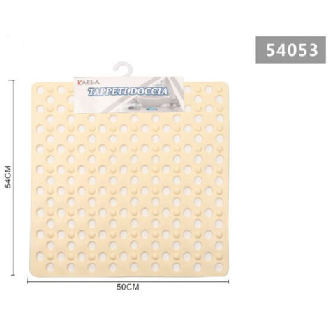 Trade Shop - Tappeto Tappetino Doccia Antiscivolo Quadrato 50x54cm Vasca Da Bagno 54053 Beige -